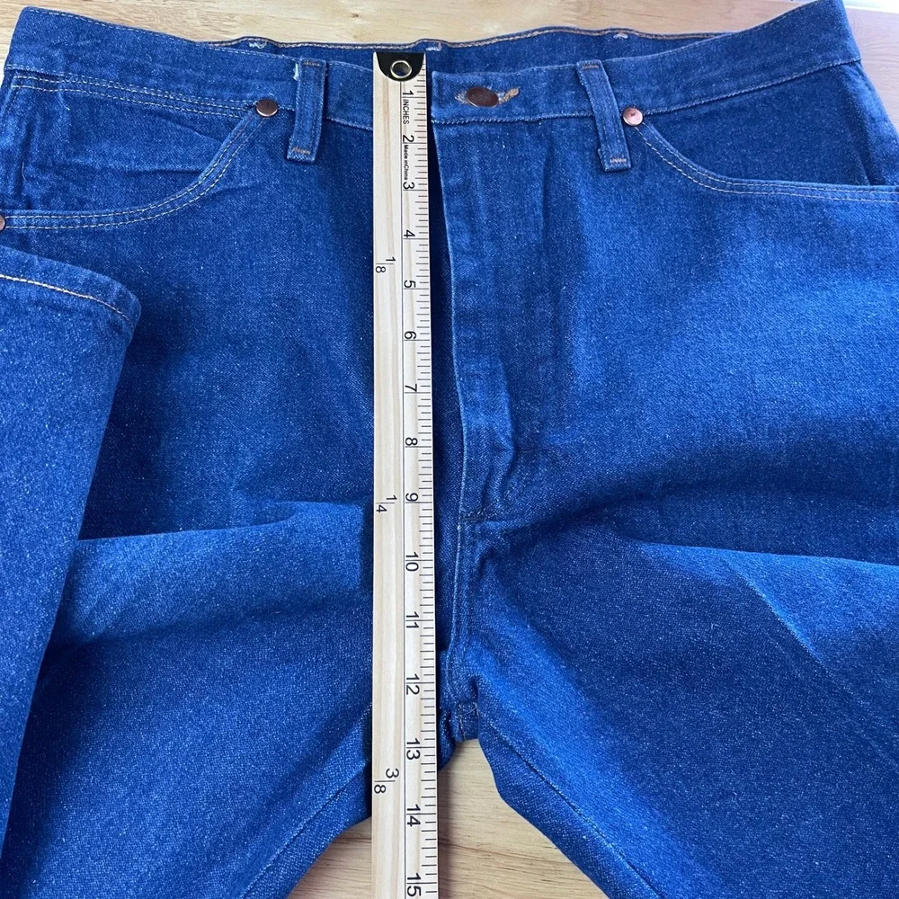 VTG Wrangler Cowboy Cut Slim Jeans 35x32 Dark Wash Denim‎ Blue High Rise 936DEN